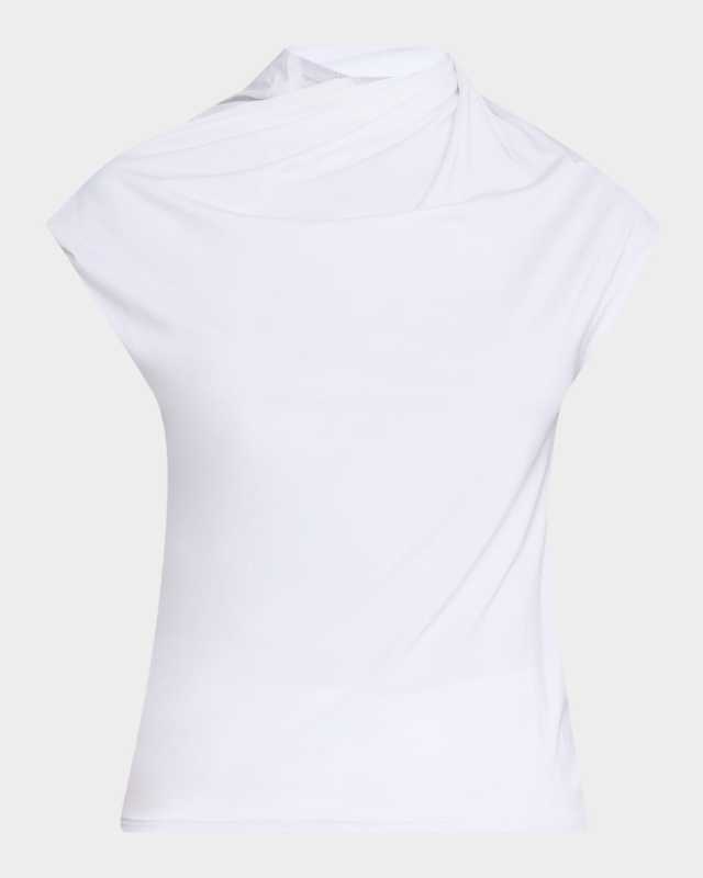 Twist Draped High-Neck Top